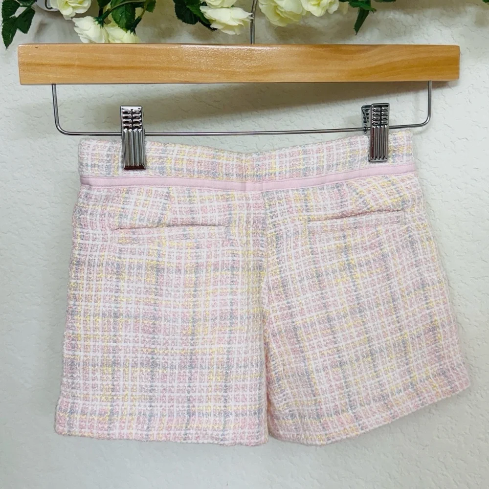 Janie and Jack • Pink Tweed Pleated Coquette Preppy Dress Shorts with Mini Bow